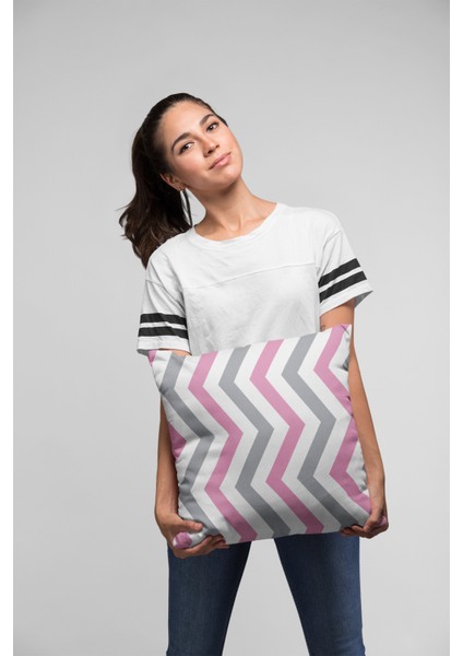 Çift Taraflı Kırlent Yastık Kılıfı Premium Tay Tüyü Dokuma Zigzag Kumaş 43X43 Cm KRL304 fırsatları