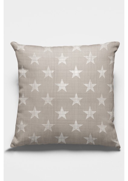 Premium Tay Tüyü Dokuma Kumaş Çift Taraflı Yıldızlı Kırlent Yastık Kılıfı 43X43 Cm KRL372