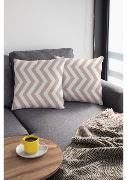 Zigzag Dokuma Premium Tay Tüyü Kumaş Çift Taraflı Kırlent Yastık Kılıfı 43X43 Cm KRL139 modelleri
