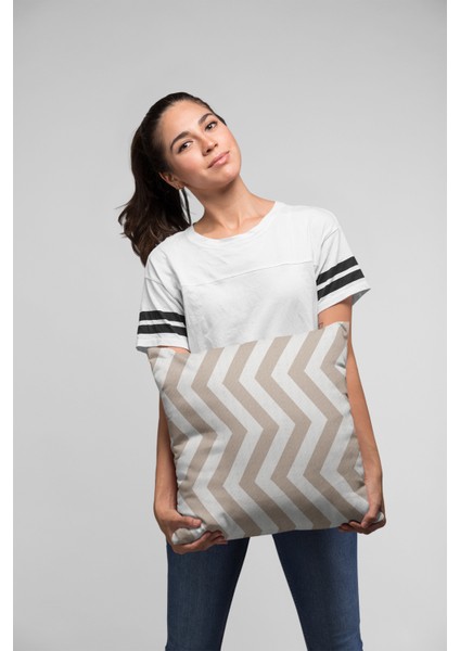Zigzag Dokuma Premium Tay Tüyü Kumaş Çift Taraflı Kırlent Yastık Kılıfı 43X43 Cm KRL139 fırsatları