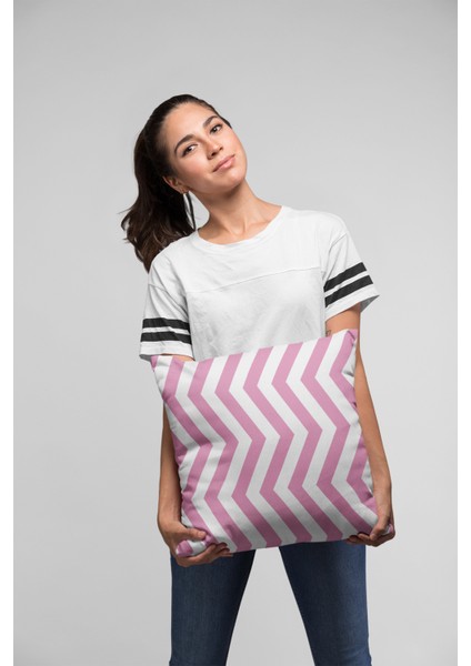 Premium Zigzag Tay Tüyü Çift Taraflı Kırlent Yastık Kılıfı Dokuma Kumaş 43X43 Cm KRL303 fırsatları