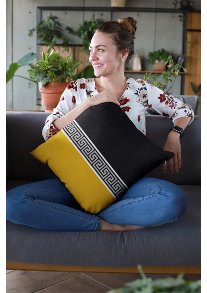 Dokuma Kumaş Premium Tay Tüyü Leke Tutmaz Çift Taraflı Kırlent Kılıfı Avangarde 43X43 Cm KRL148