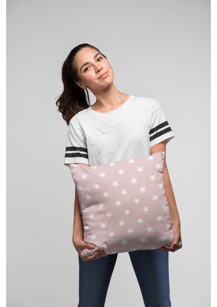 Yıldız Desenli Premium Tay Tüyü Dokuma Kumaş Çift Taraflı Kırlent Yastık Kılıfı 43X43 Cm KRL310 fırsatları