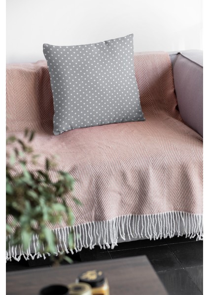 Premium Tay Tüyü Dokuma Kumaş Çift Taraflı Puanlı Kırlent Yastık Kılıfı 43X43 Cm KRL173
