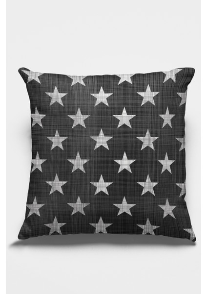 Tay Tüyü Dokuma Premium Kumaş Çift Taraflı Kırlent Yıldızlı Yastık Kılıfı 43X43 Cm KRL373