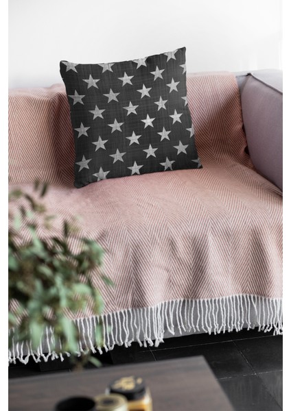 Tay Tüyü Dokuma Premium Kumaş Çift Taraflı Kırlent Yıldızlı Yastık Kılıfı 43X43 Cm KRL373 fiyatları