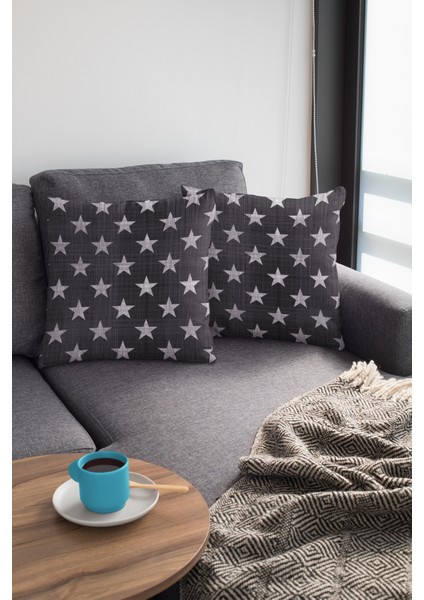 Tay Tüyü Dokuma Premium Kumaş Çift Taraflı Kırlent Yıldızlı Yastık Kılıfı 43X43 Cm KRL373 modelleri