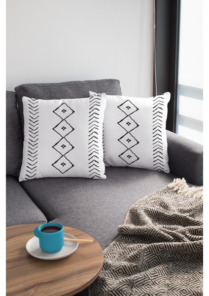 Premium Tay Tüyü Leke Tutmaz Kumaş Moroccan Çift Taraflı Kırlent Yastık Kılıfı 43X43 Cm KRL196