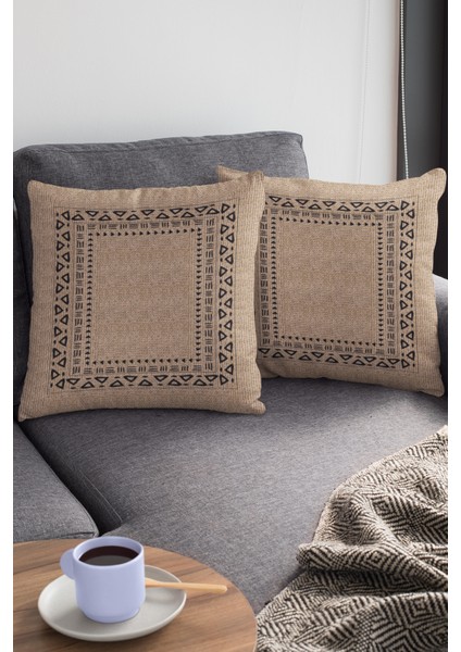 Çift Taraflı Kırlent Yastık Kılıfı Hasır Görünümlü Premium Tay Tüyü Dokuma Kumaş 43X43 Cm KRL186 modelleri