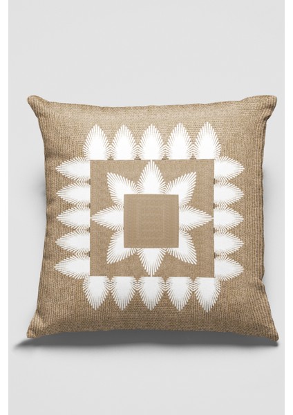 Premium Tay Tüyü Dokuma Kumaş Çift Taraflı Hasır Görünümlü Kırlent Yastık Kılıfı 43X43 Cm KRL191
