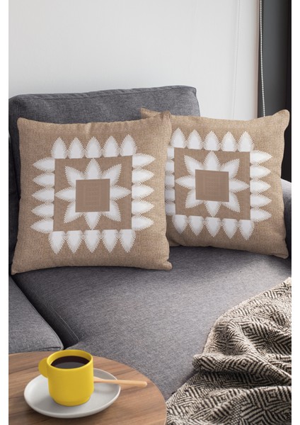 Premium Tay Tüyü Dokuma Kumaş Çift Taraflı Hasır Görünümlü Kırlent Yastık Kılıfı 43X43 Cm KRL191