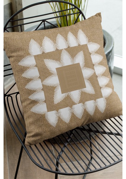 Premium Tay Tüyü Dokuma Kumaş Çift Taraflı Hasır Görünümlü Kırlent Yastık Kılıfı 43X43 Cm KRL191