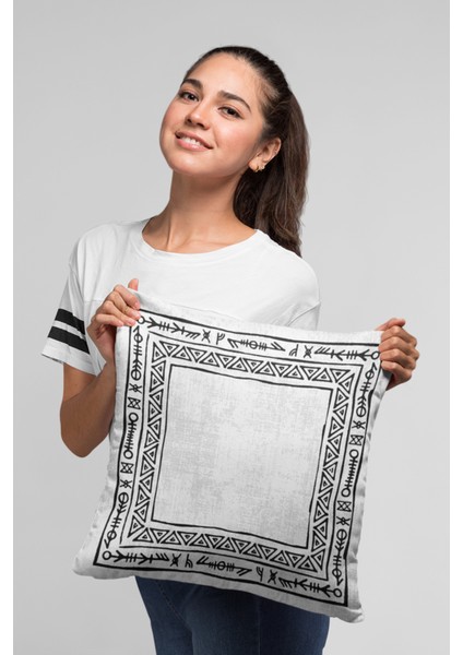 Çift Taraflı Kırlent Yastık Kılıfı Bohem Dokuma Premium Tay Tüyü Kumaş 43X43 Cm KRL218 fiyatları