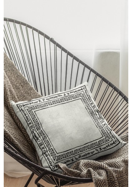 Çift Taraflı Kırlent Yastık Kılıfı Bohem Dokuma Premium Tay Tüyü Kumaş 43X43 Cm KRL218 fırsatları