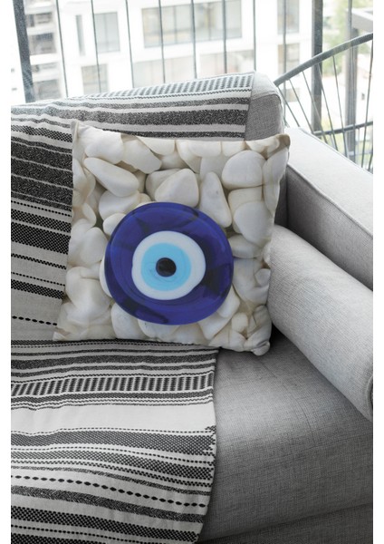 Çift Taraflı Kırlent Yastık Kılıfı Premium Tay Tüyü Dokuma Fas Desen Kumaş 43X43 Cm KRL277