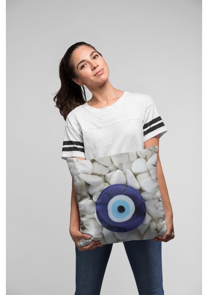 Çift Taraflı Kırlent Yastık Kılıfı Premium Tay Tüyü Dokuma Fas Desen Kumaş 43X43 Cm KRL277