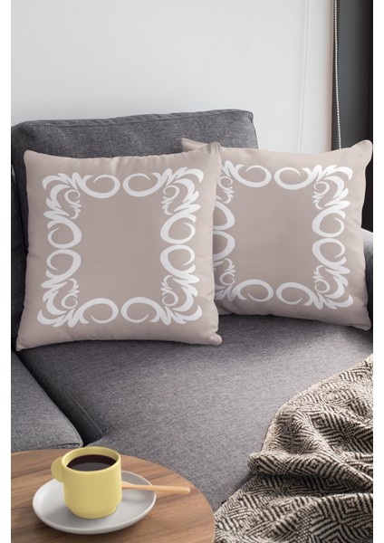 Çift Taraflı Kırlent Yastık Kılıfı Sarmal Çerçeveli Dokuma Premium Tay Tüyü Kumaş 43X43 Cm KRL386 modelleri