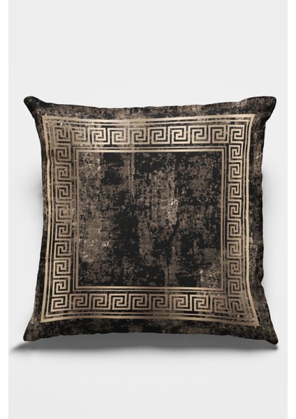 Premium Tay Tüyü Dokuma Kumaş Eskitme Çerçeveli Çift Taraflı Kırlent Yastık Kılıfı 43X43 Cm KRL327
