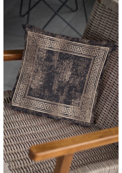 Premium Tay Tüyü Dokuma Kumaş Eskitme Çerçeveli Çift Taraflı Kırlent Yastık Kılıfı 43X43 Cm KRL327 fiyatları