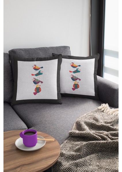 Kuşlu Premium Tay Tüyü Dokuma Kumaş Çift Taraflı Kırlent Yastık Kılıfı 43X43 Cm KRL212 modelleri