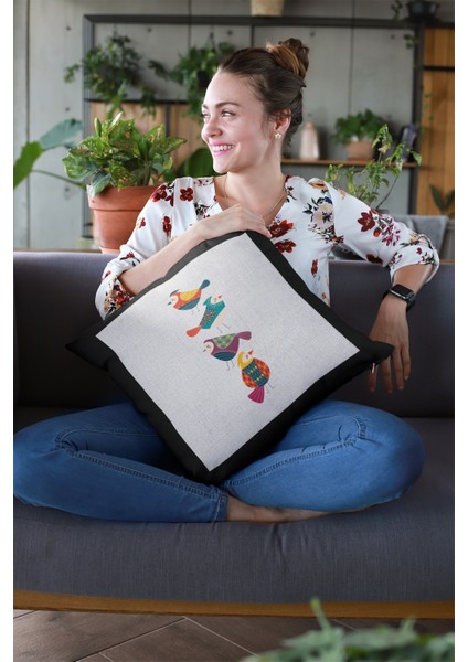 Kuşlu Premium Tay Tüyü Dokuma Kumaş Çift Taraflı Kırlent Yastık Kılıfı 43X43 Cm KRL212 fırsatları
