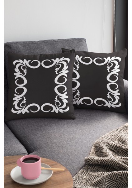 Sarmal Çerçeveli Kırlent Yastık Kılıfı Premium Tay Tüyü Dokuma Kumaş Çift Taraflı 43X43 Cm KRL316 modelleri