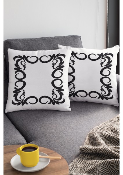 Tay Tüyü Dokuma Premium Kumaş Çift Taraflı Kırlent Yastık Kılıfı Sarmal Çerçeveli 43X43 Cm KRL317 modelleri