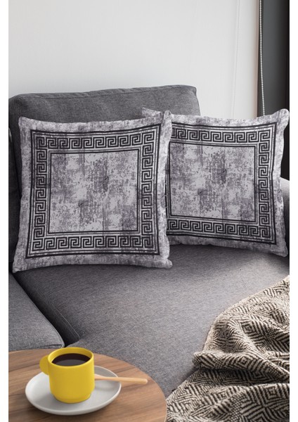 Eskitme Çerçeveli Kırlent Yastık Kılıfı Premium Tay Tüyü Dokuma Kumaş Çift Taraflı 43X43 Cm KRL324 modelleri