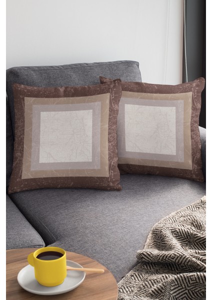Klasik Çerçeveli Kırlent Yastık Kılıfı Premium Tay Tüyü Dokuma Kumaş Çift Taraflı 43X43 Cm KRL342