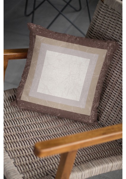 Klasik Çerçeveli Kırlent Yastık Kılıfı Premium Tay Tüyü Dokuma Kumaş Çift Taraflı 43X43 Cm KRL342