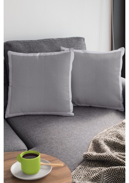 Çift Taraflı Kırlent Yastık Kılıfı Balık Sırtı Dokuma Premium Tay Tüyü Kumaş 43X43 Cm KRL351