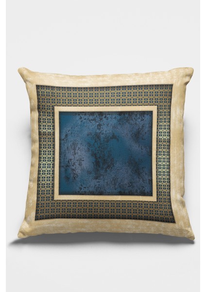 Tay Tüyü Dokuma Premium Kumaş Çift Taraflı Kırlent Yastık Kılıfı Zincir Çerçeveli 43X43 Cm KRL394