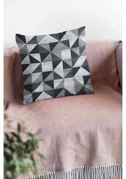 Premium Tay Tüyü Çift Taraflı Kırlent Yastık Kılıfı Dokuma Geometrik Kumaş 43X43 Cm KRL382