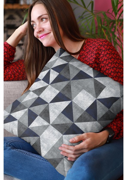 Premium Tay Tüyü Çift Taraflı Kırlent Yastık Kılıfı Dokuma Geometrik Kumaş 43X43 Cm KRL382 fiyatları