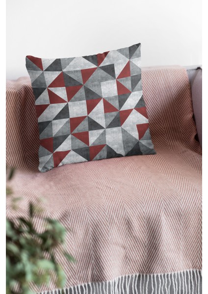 Çift Taraflı Kırlent Yastık Kılıfı Premium Tay Tüyü Dokuma Kumaş Geometrik 43X43 Cm KRL383