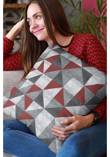 Çift Taraflı Kırlent Yastık Kılıfı Premium Tay Tüyü Dokuma Kumaş Geometrik 43X43 Cm KRL383 fiyatları