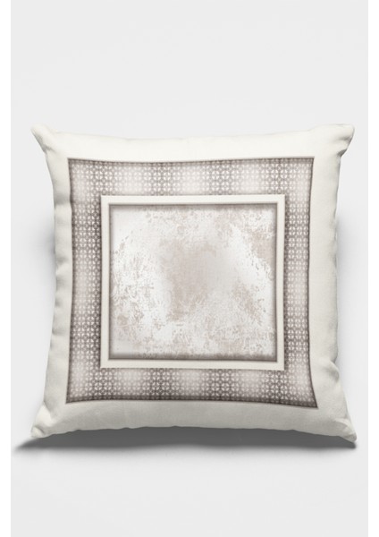 Zincir Çerçeveli Kırlent Yastık Kılıfı Premium Tay Tüyü Dokuma Kumaş Çift Taraflı 43X43 Cm KRL393