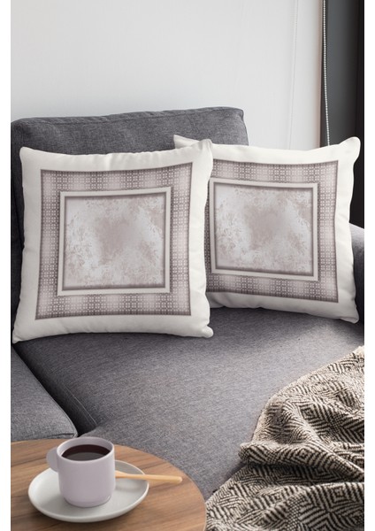 Zincir Çerçeveli Kırlent Yastık Kılıfı Premium Tay Tüyü Dokuma Kumaş Çift Taraflı 43X43 Cm KRL393 modelleri