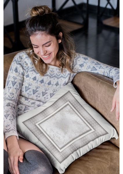 Zincir Çerçeveli Kırlent Yastık Kılıfı Premium Tay Tüyü Dokuma Kumaş Çift Taraflı 43X43 Cm KRL393 fırsatları