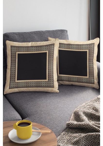 Çift Taraflı Kırlent Yastık Kılıfı Zincir Çerçeveli Dokuma Premium Tay Tüyü Kumaş 43X43 Cm KRL395 modelleri