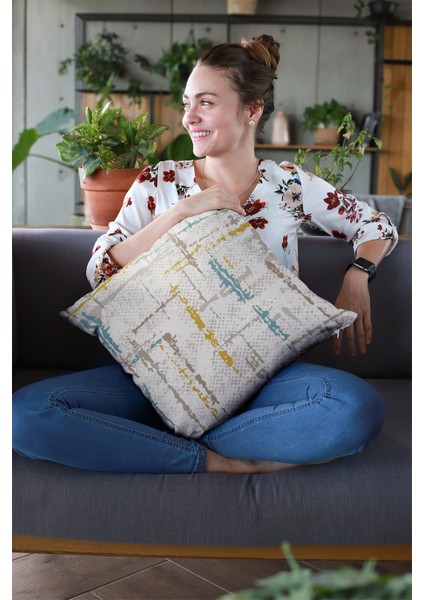 Çift Taraflı Kırlent Yastık Kılıfı Vintage Premium Tay Tüyü Dokuma Kumaş 43X43 Cm KRL411