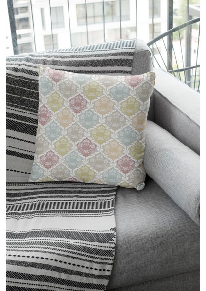 Tay Tüyü Dokuma Premium Kumaş Çift Taraflı Kırlent Damask Yastık Kılıfı 43X43 Cm KRL416