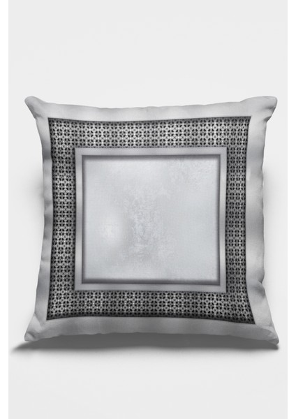 Zincir Çerçeveli Kırlent Yastık Kılıfı Premium Tay Tüyü Dokuma Kumaş Çift Taraflı 43X43 Cm KRL397