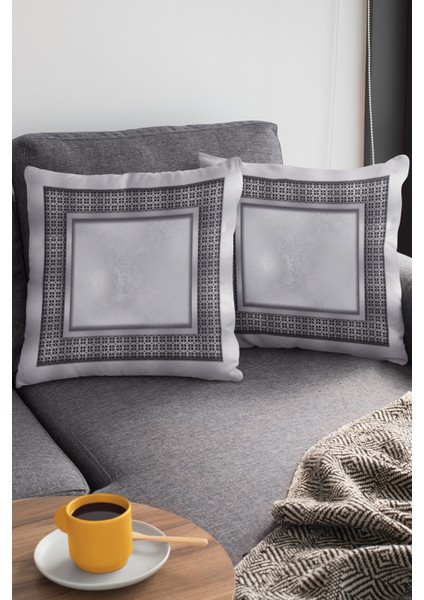 Zincir Çerçeveli Kırlent Yastık Kılıfı Premium Tay Tüyü Dokuma Kumaş Çift Taraflı 43X43 Cm KRL397 modelleri