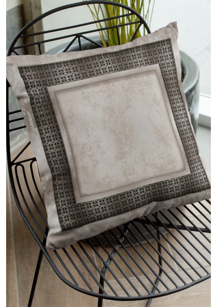 Tay Tüyü Dokuma Premium Kumaş Çift Taraflı Kırlent Yastık Kılıfı Zincir Çerçeveli 43X43 Cm KRL398 fiyatları
