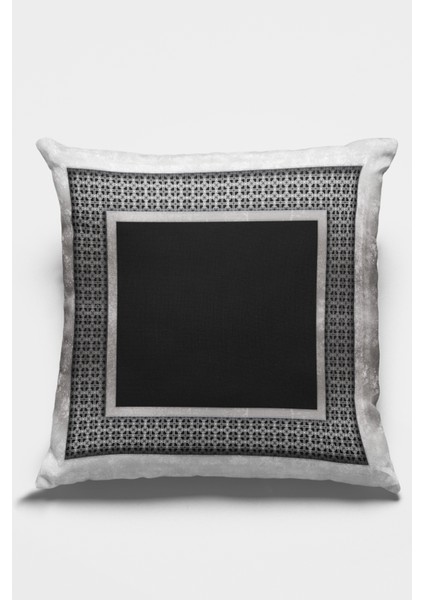 Çift Taraflı Kırlent Yastık Kılıfı Zincir Çerçeveli Dokuma Premium Tay Tüyü Kumaş 43X43 Cm KRL399