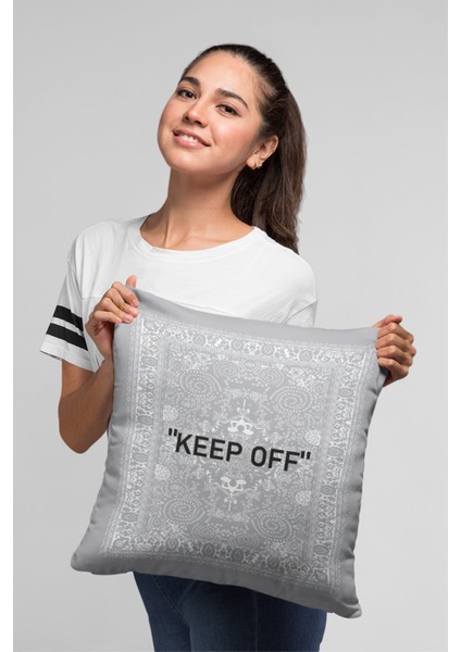 Premium Tay Tüyü Dokuma Keep Off Kumaş Çift Taraflı Kırlent Yastık Kılıfı 43X43 Cm KRL452