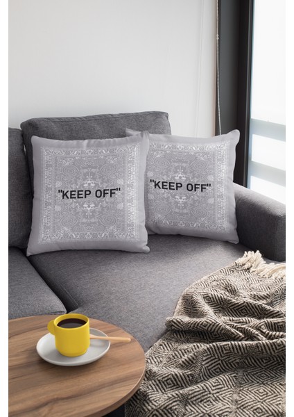 Premium Tay Tüyü Dokuma Keep Off Kumaş Çift Taraflı Kırlent Yastık Kılıfı 43X43 Cm KRL452