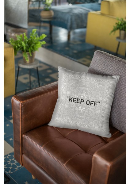 Premium Tay Tüyü Dokuma Keep Off Kumaş Çift Taraflı Kırlent Yastık Kılıfı 43X43 Cm KRL452