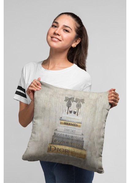 Modern Premium Tay Tüyü Dokuma Kumaş Çift Taraflı Moda Kırlent Yastık Kılıfı 43X43 Cm KRL876